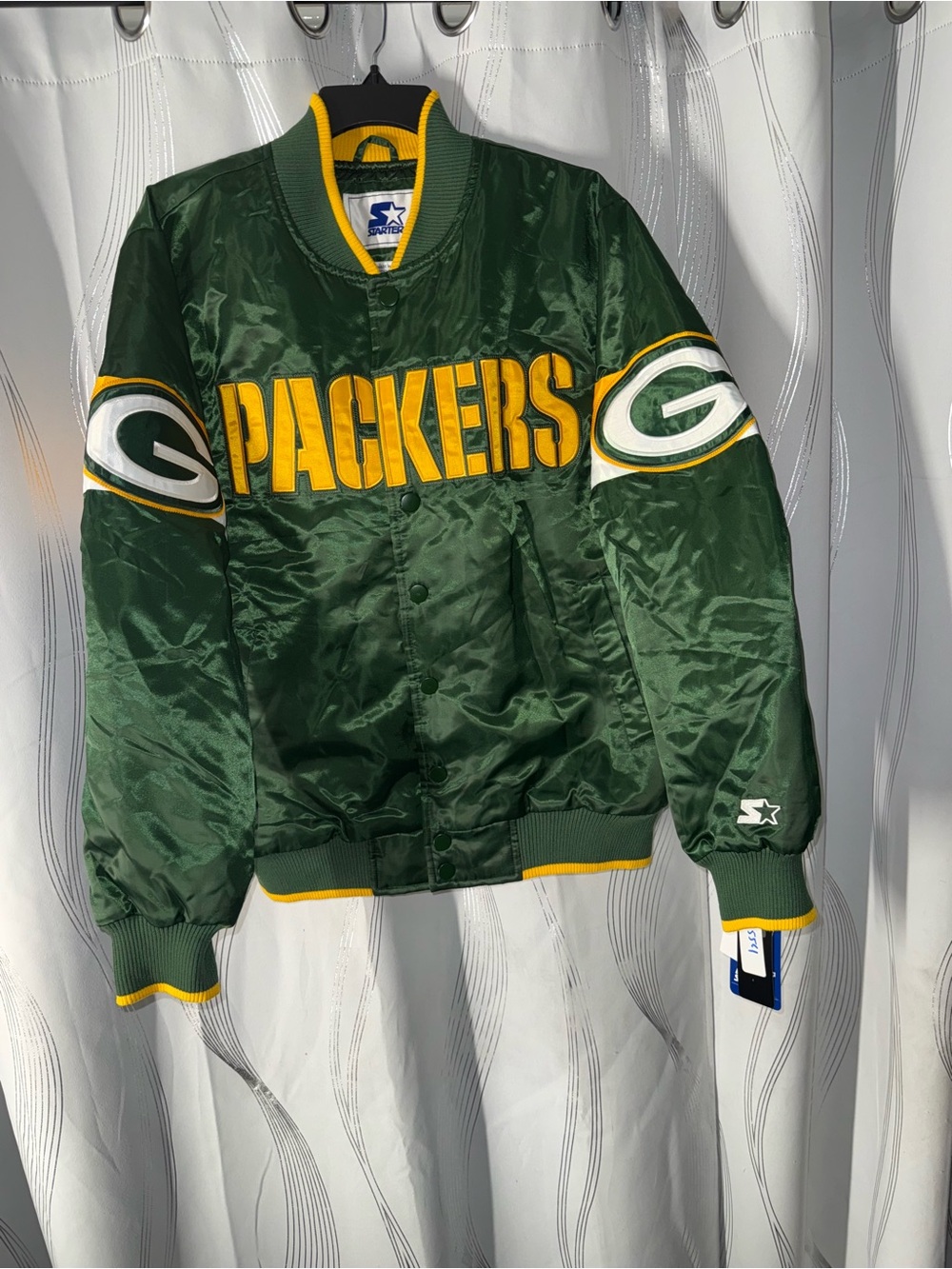 STARTER Green and Yellow Packers Satin Varsity Jacket